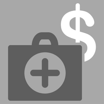 Payment Healthcare raster icon. Style is bicolor flat symbol, dark gray and white colors, rounded angles, silver background.