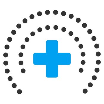 Health Care Protection raster icon. Style is bicolor flat symbol, blue and gray colors, rounded angles, white background.