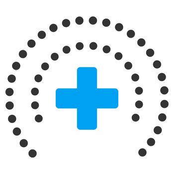 Health Care Protection raster icon. Style is bicolor flat symbol, blue and gray colors, rounded angles, white background.