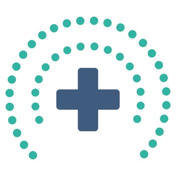 Health Care Protection raster icon. Style is bicolor flat symbol, cobalt and cyan colors, rounded angles, white background.