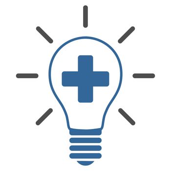 Creative Medicine Bulb raster icon. Style is bicolor flat symbol, cobalt and gray colors, rounded angles, white background.