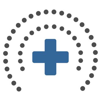 Health Care Protection raster icon. Style is bicolor flat symbol, cobalt and gray colors, rounded angles, white background.