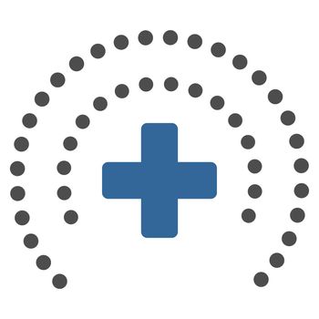 Health Care Protection raster icon. Style is bicolor flat symbol, cobalt and gray colors, rounded angles, white background.