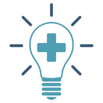 Creative Medicine Bulb raster icon. Style is bicolor flat symbol, cyan and blue colors, rounded angles, white background.