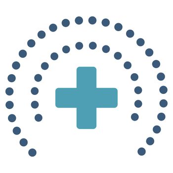 Health Care Protection raster icon. Style is bicolor flat symbol, cyan and blue colors, rounded angles, white background.