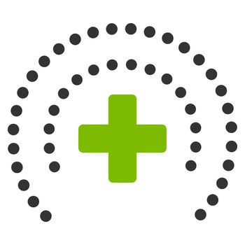 Health Care Protection raster icon. Style is bicolor flat symbol, eco green and gray colors, rounded angles, white background.