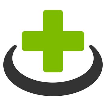 Medical Community raster icon. Style is bicolor flat symbol, eco green and gray colors, rounded angles, white background.