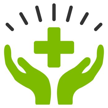 Medical Prosperity raster icon. Style is bicolor flat symbol, eco green and gray colors, rounded angles, white background.