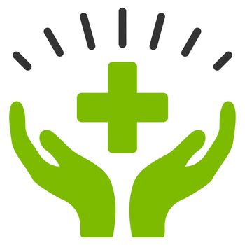 Medical Prosperity raster icon. Style is bicolor flat symbol, eco green and gray colors, rounded angles, white background.