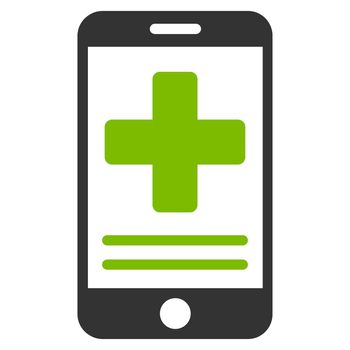 Online Medical Data raster icon. Style is bicolor flat symbol, eco green and gray colors, rounded angles, white background.
