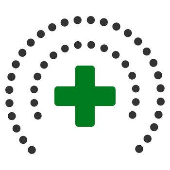 Health Care Protection raster icon. Style is bicolor flat symbol, green and gray colors, rounded angles, white background.