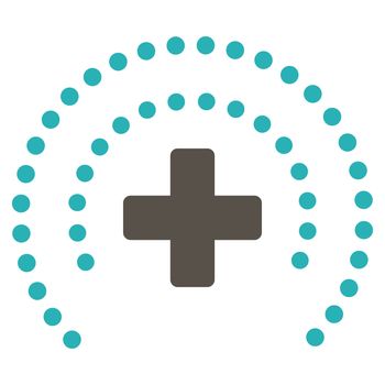 Health Care Protection raster icon. Style is bicolor flat symbol, grey and cyan colors, rounded angles, white background.