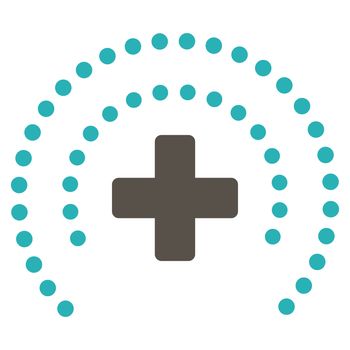 Health Care Protection raster icon. Style is bicolor flat symbol, grey and cyan colors, rounded angles, white background.