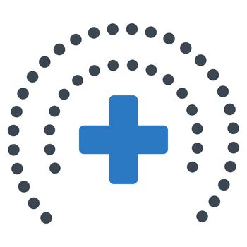 Health Care Protection raster icon. Style is bicolor flat symbol, smooth blue colors, rounded angles, white background.