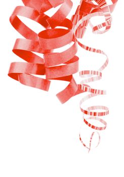 Red and Striped Hanging Curly Party Streamers isolated on white background