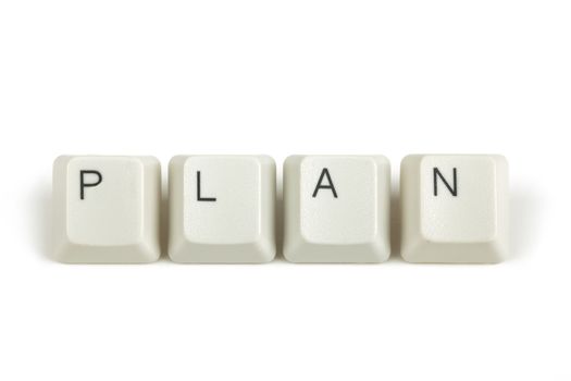 plan text from scattered keyboard keys isolated on white background