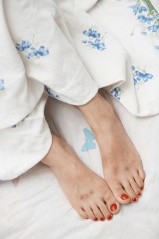 Woman feet with blisters. Close-up poto