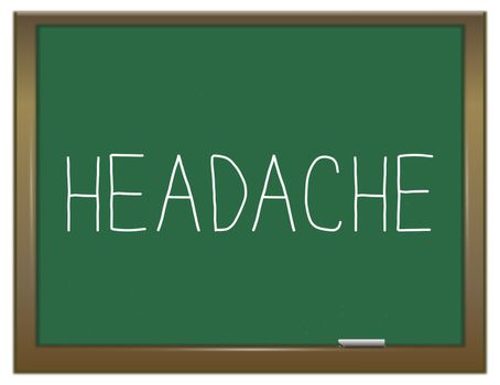 Illustration depicting a green chalkboard with a headache concept.