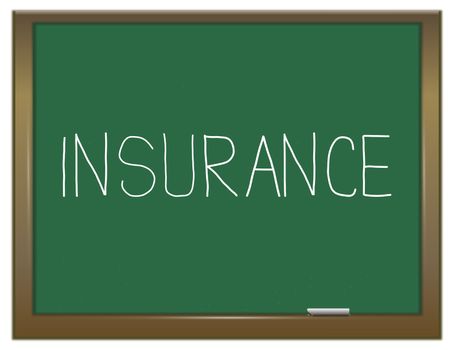 Illustration depicting a green chalkboard with an insurance concept.