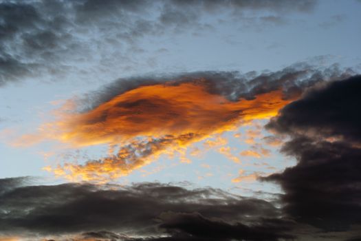 Abstract image of the sky at sunset - fiery cloud