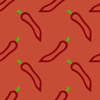 Chili Pepper Seamless Pattern Kid's Style Hand Drawn Rastr