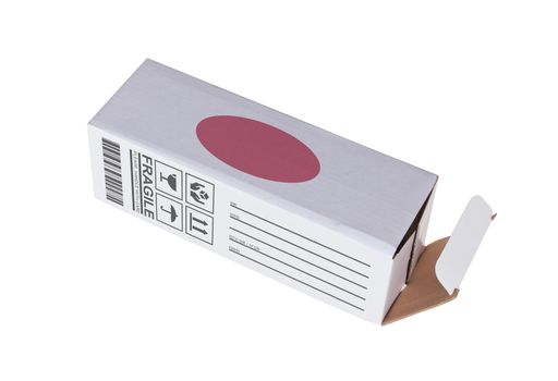 Concept of export, opened paper box - Product of Japan