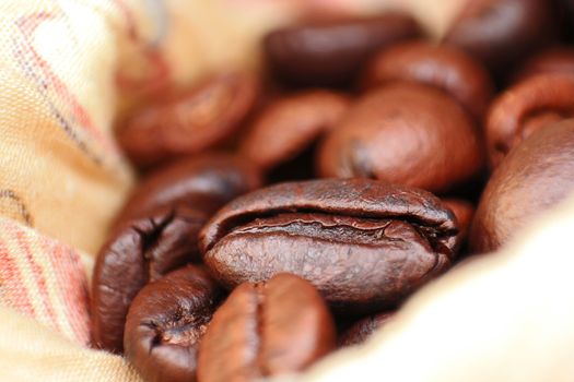 Closeup of coffee seed and focus on fracture of it