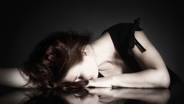 Romantic Image of a Woman with Closed Eyes Dreaming