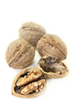 brown Walnuts on a bright background
