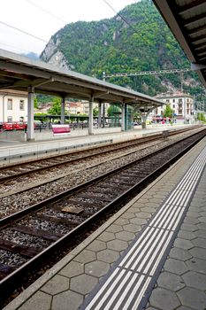 Track of train railway station Interlaken, Switzerland