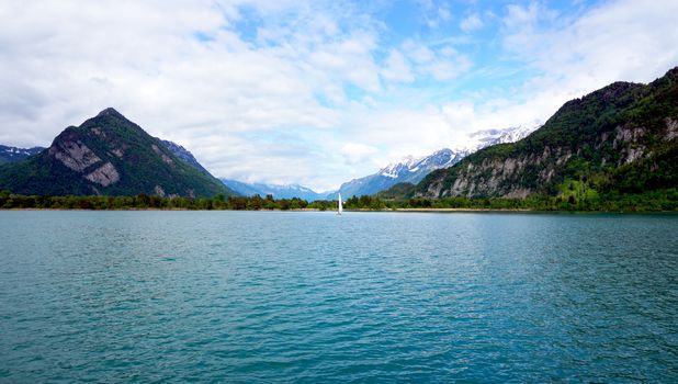 Scenery of Thun Lake Interlaken, Switzerland