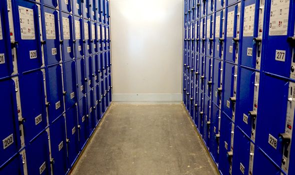 Locker in train station Switzerland horizontal