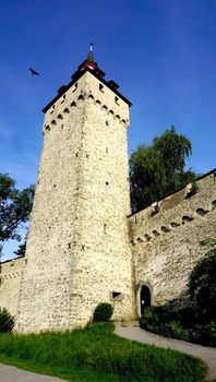 Tower of historical castle in Lucerne, Switzerland