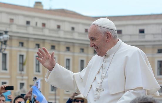 VATICAN CITY: Pope Francis arrives at his general audience address in Saint Peter's Square, Vatican City on Sept. 30, 2015. Pope Francis reflected on his recent apostolic trip to Cuba and the United States. 