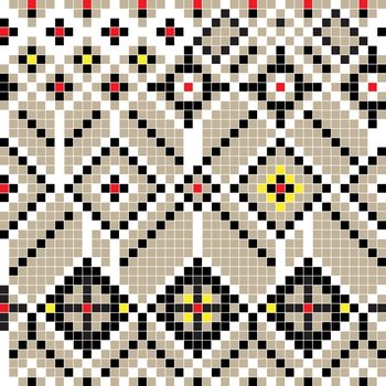 Freestyle pixel pattern inspired by a balkan traditional motif