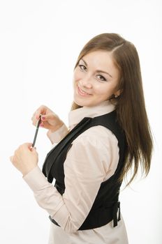 Portrait of a young girl of twenty-five teachers or office specialist