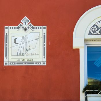 sundial painted near window