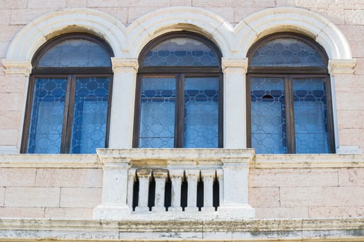 three blue windows