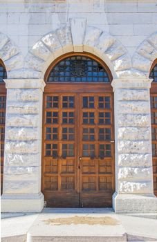 wooden portal of an italian palace