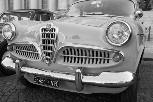 VERONA, ITALY - JANUARY 6: Classic vintage cars. Benaco Classic Autoclub organizes a gathering called "witch of the policeman" on Verona Tuesday, January 6, 2015. The proceeds are donated to charity.