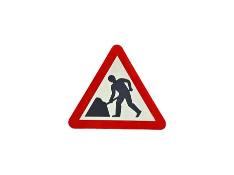 Road work traffic sign isolated over white