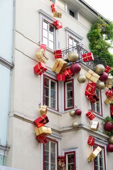 gifts hanging on house