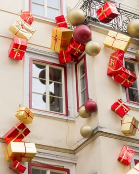 gifts hanging on house