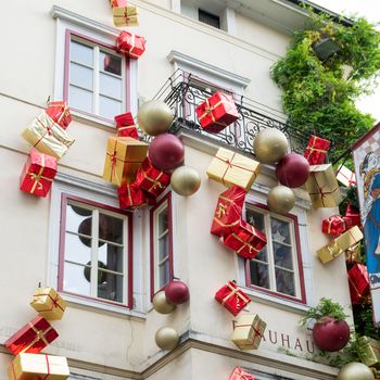 gifts hanging on house