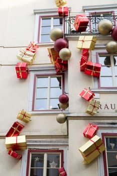 gifts hanging on house