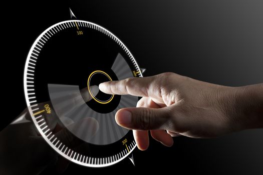 finger touch virtual button with black background