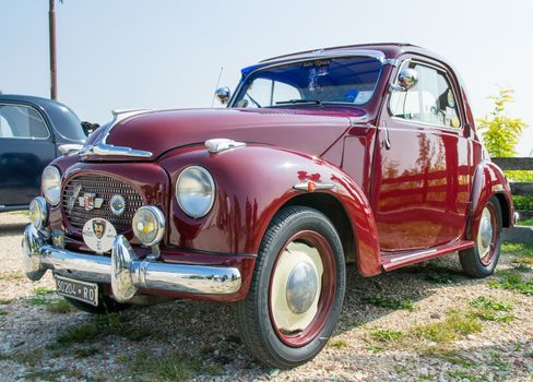 VERONA, ITALY - SEPTEMBER 27: Topolino car. Topolino Autoclub Italia organizes a gathering on Lake Garda Sunday, September 27, 2014. Cars and enthusiasts from all over Italy.