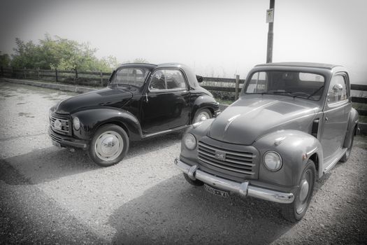 VERONA, ITALY - SEPTEMBER 27: Topolino car. Topolino Autoclub Italia organizes a gathering on Lake Garda Sunday, September 27, 2014. Cars and enthusiasts from all over Italy.