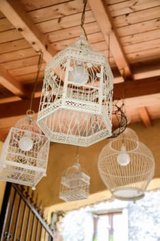 bird cages trasformed into lamp