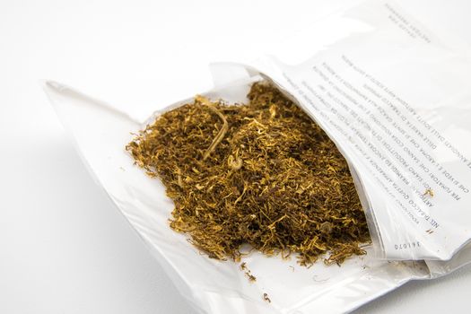 package of tobacco close up view